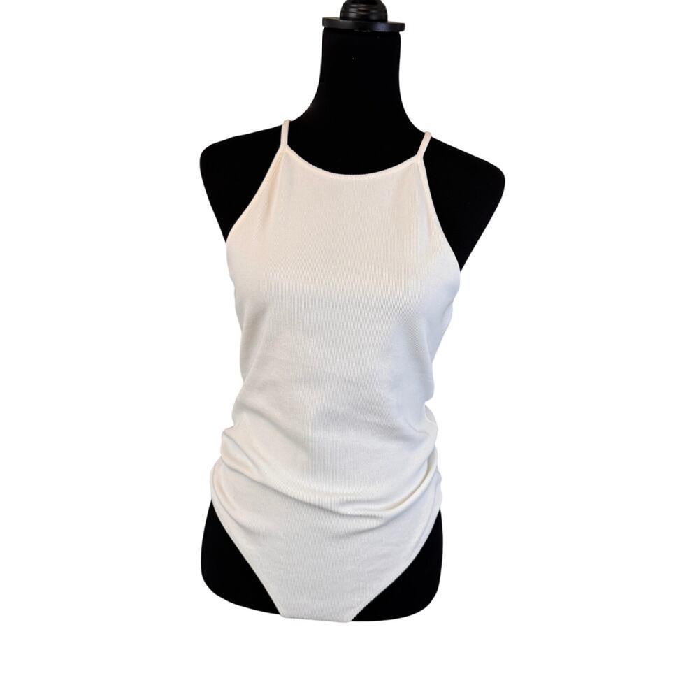 NWT ELODIE NORDSTROM White Sleeveless Ribbed One-Piece Bodysuit Size XL